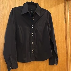 Calvin Kline Jeans Womens black long sleeve button down shirt